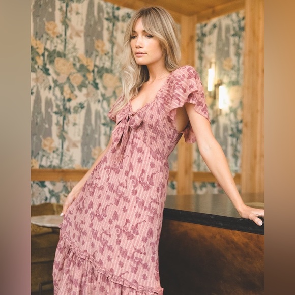 Cleobella | Ashlyn Batik Print Tie Front Midi Dress XS - Picture 7 of 7